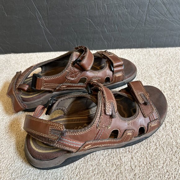 Nunn Bush All Terrain Comfort Sport Sandals Men's Size10 Brown Leather Hook Loop - Picture 3 of 11